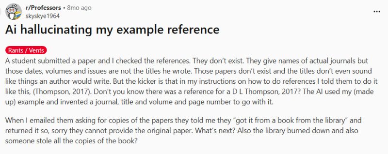 AI creates fake citations, university professor rant