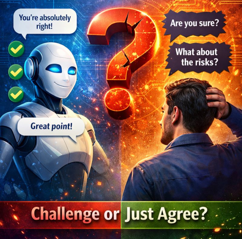 AI just agreeing with you vs thinking and challenging you