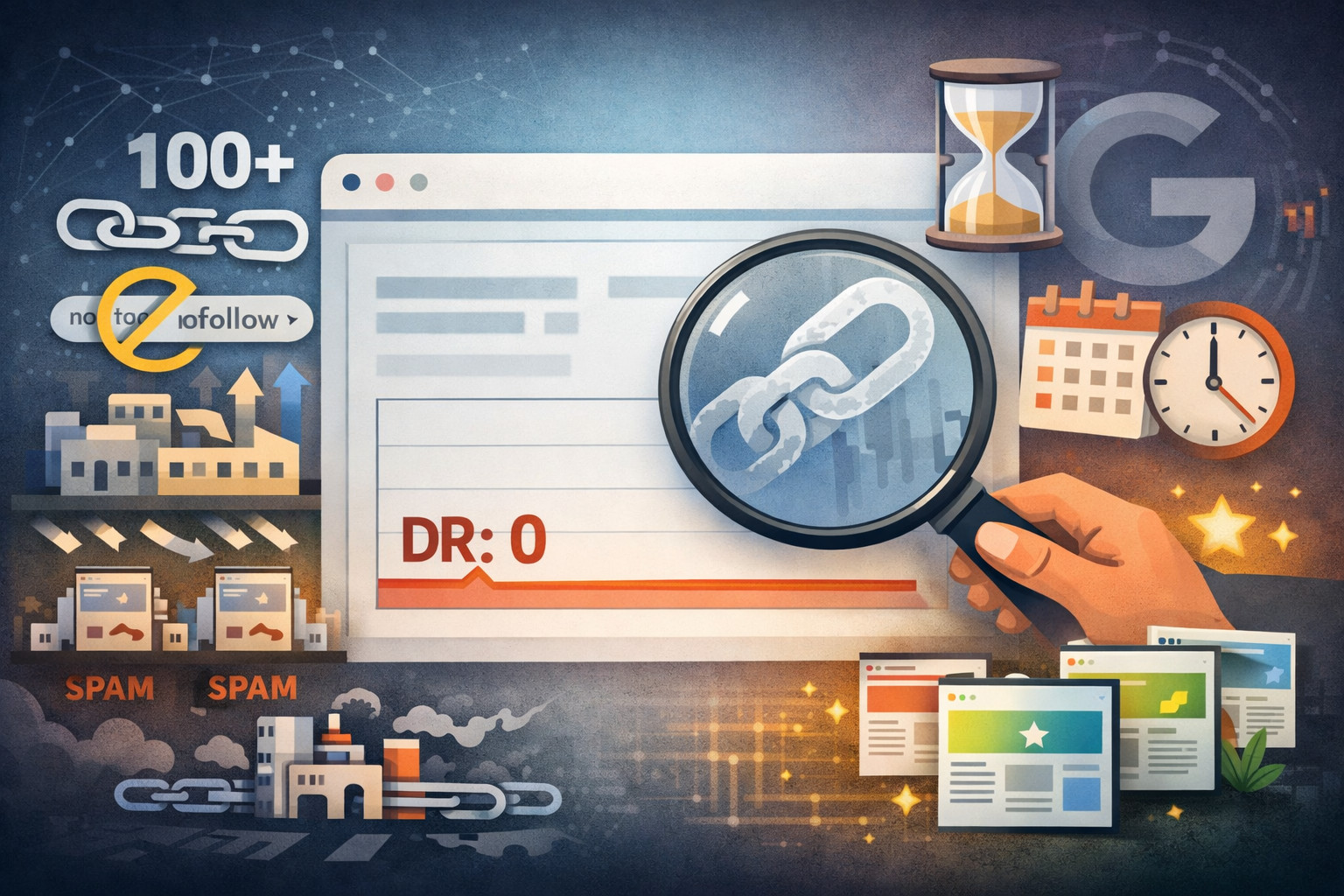 Exploring why the domain rating is 0, with 100+ backlinks, low quality links involved