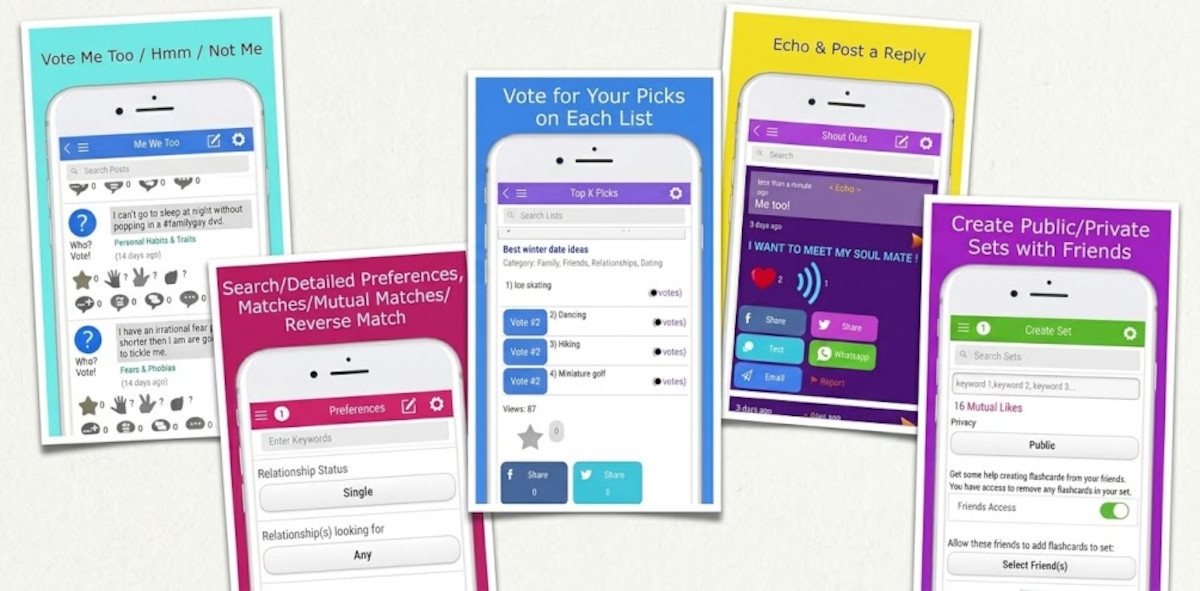 Smartphone app screenshots