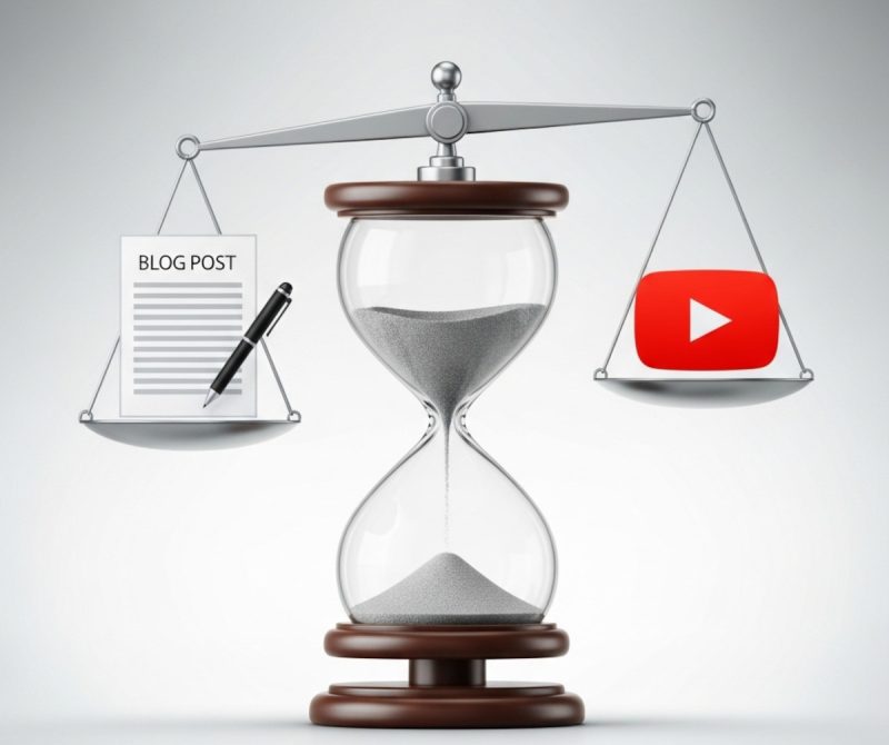 Blog post vs YouTube video - what is best for marketing, with limited time