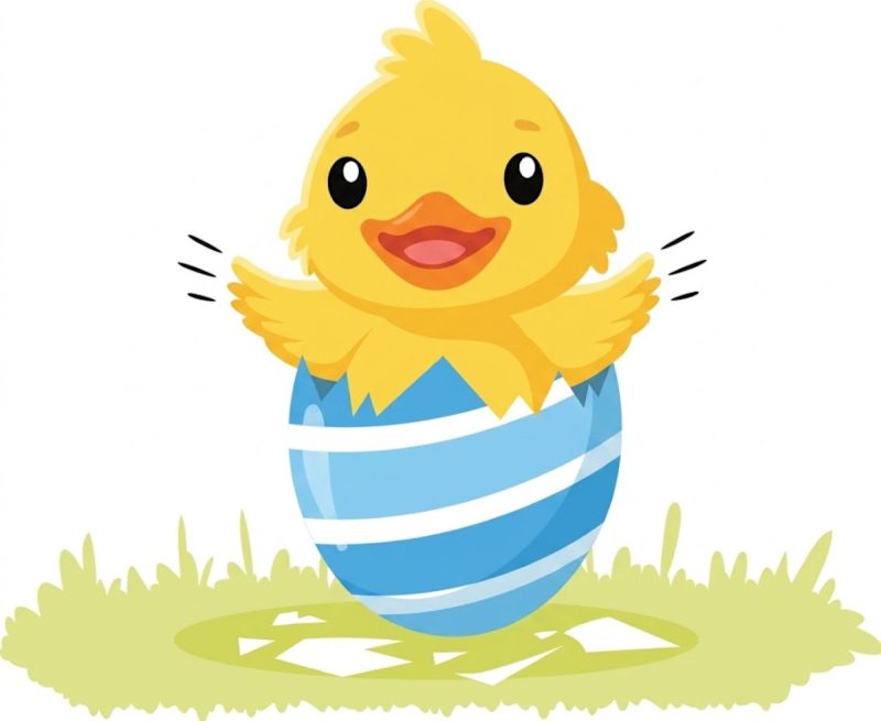 Baby chicken hatching from egg