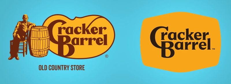 Cracker Barrel, old logo vs new logo