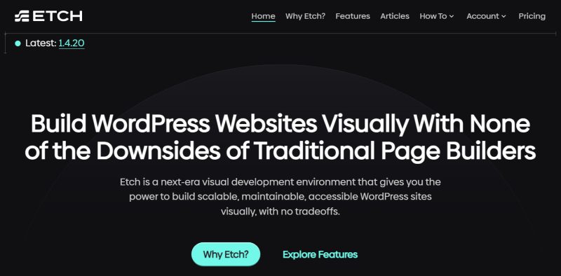 Etch WP website, WordPress page builder