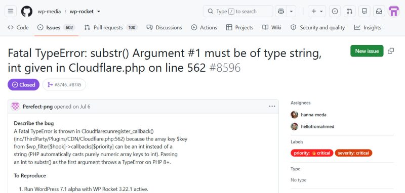 Fatal TypeError reported to WP Rocket plugin, occuring from WordPress 7.1 alpha upgrade