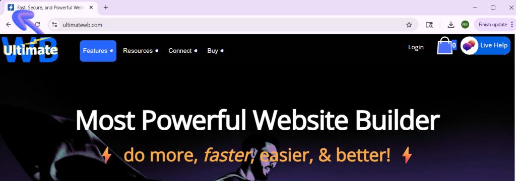 Favicon example, UltimateWB website