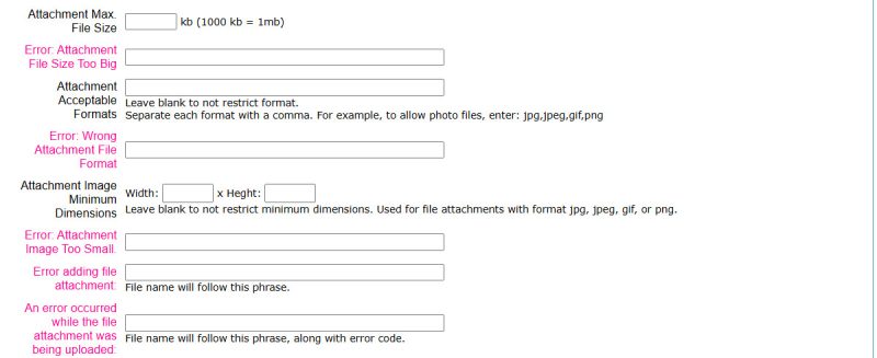 Forms & Surveys Builder app: Configure file attachment settings for a form/survey