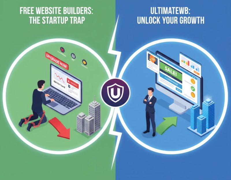 free website builders (trap) vs UltimateWB (scalable)