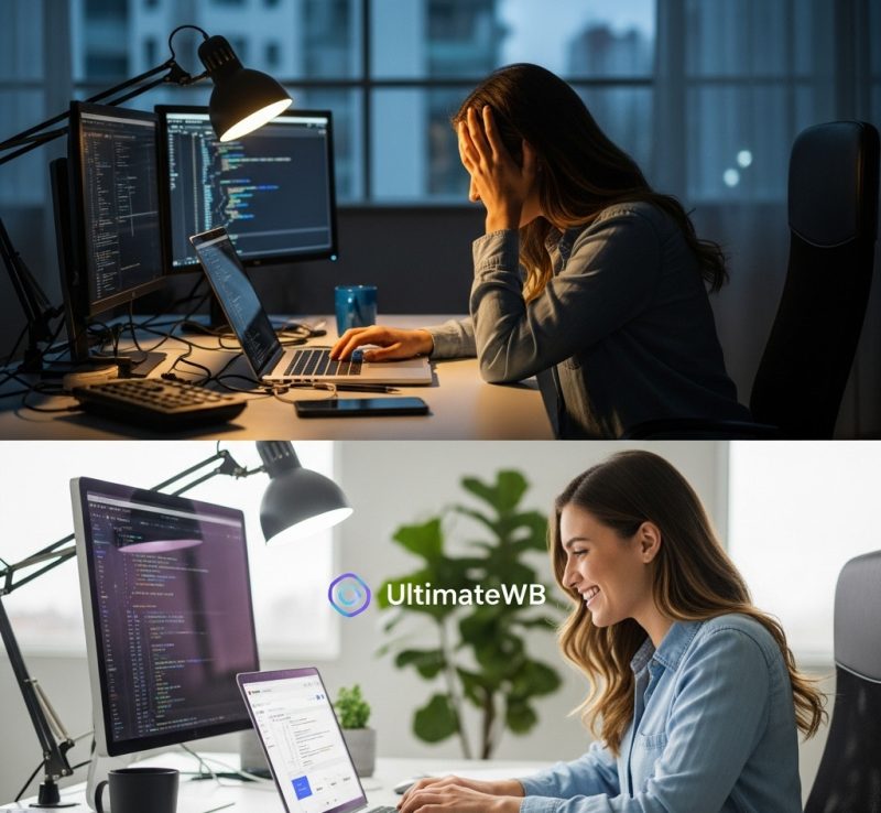 from overworked and burned out, to happy and your own boss, with UltimateWB website builder