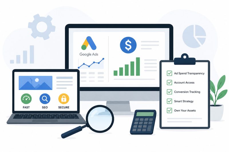 Google Ads dashboard and website management cost audit checklist