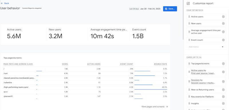 Google Analytics report