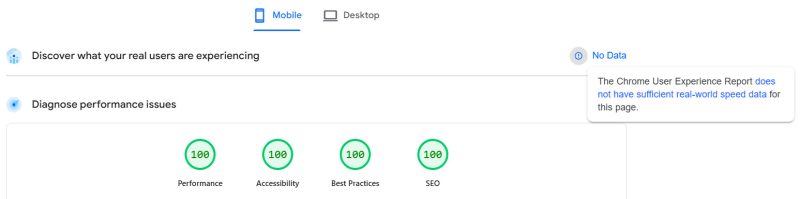 Core Web Vitals, Not enough real-world speed data