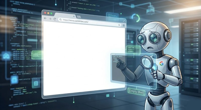 Googlebot sees empty website that has been AI generated, a JavaScript SEO problem preventing getting indexed by search engines like Google.