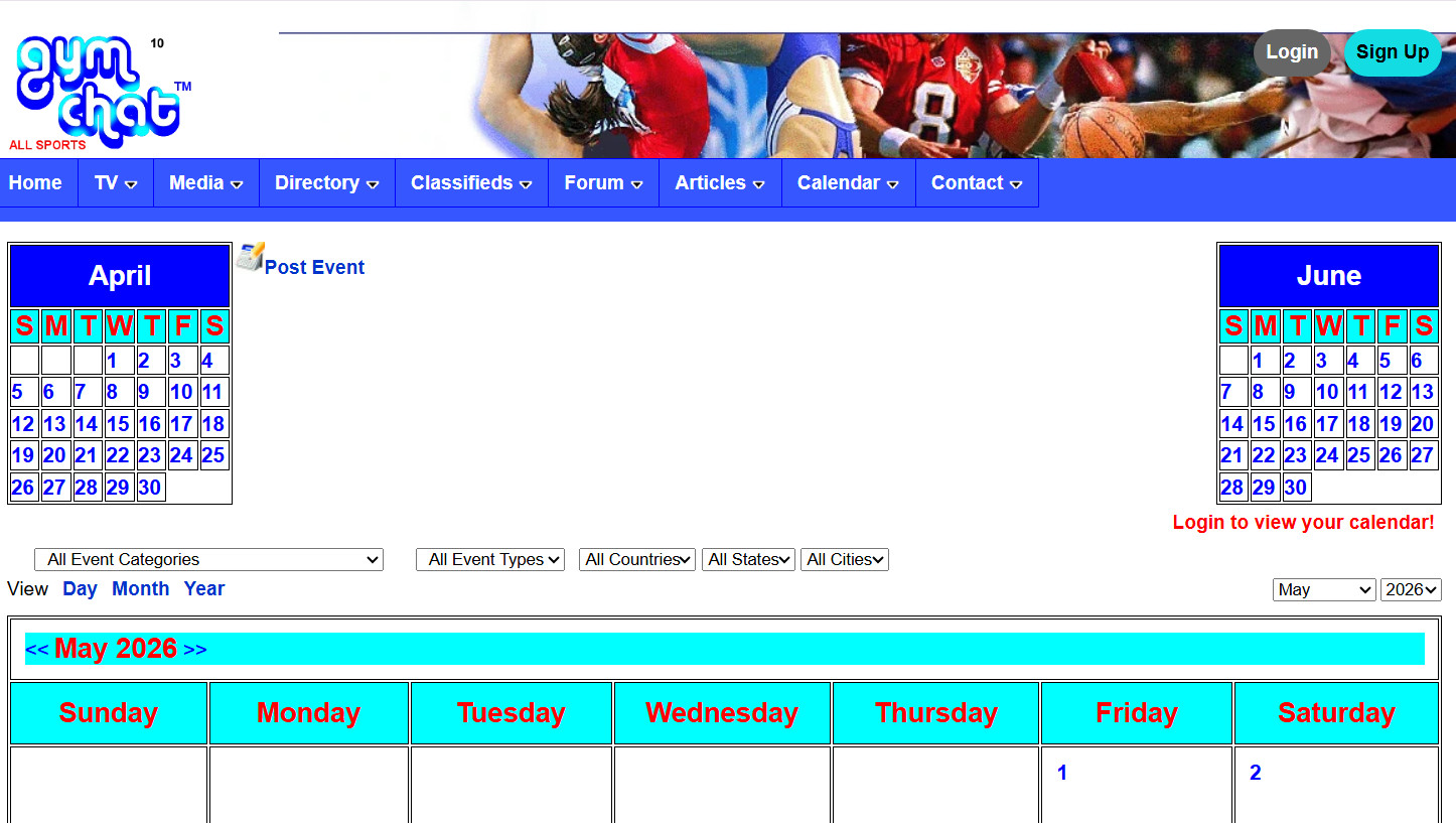 Gym Chat events calendar app