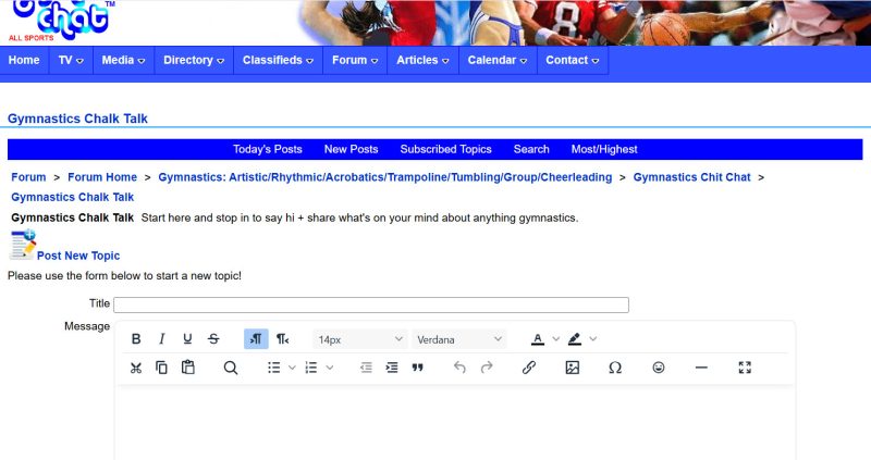 Gym Chat sports network, post new topic on forums