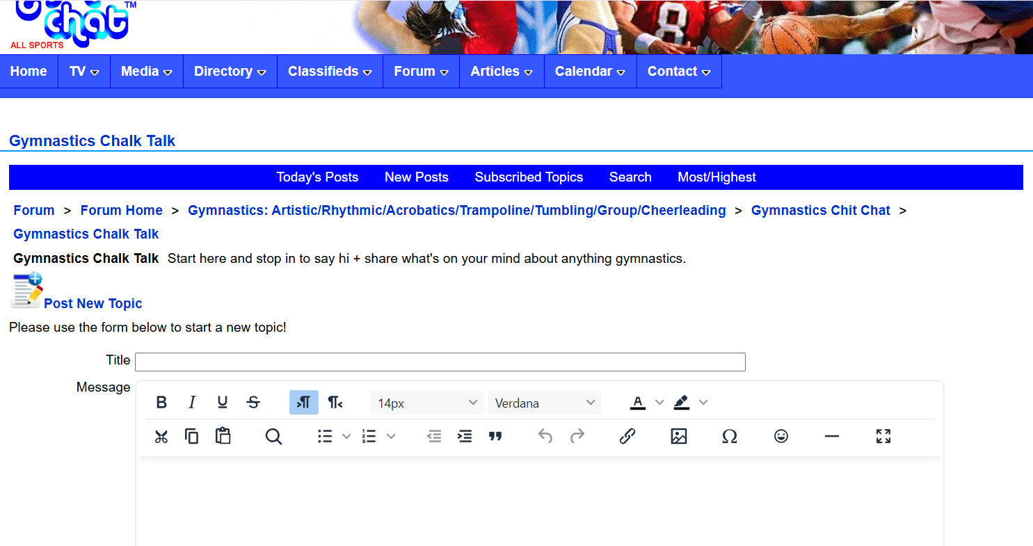 Gym Chat sports network, post new topic on forums