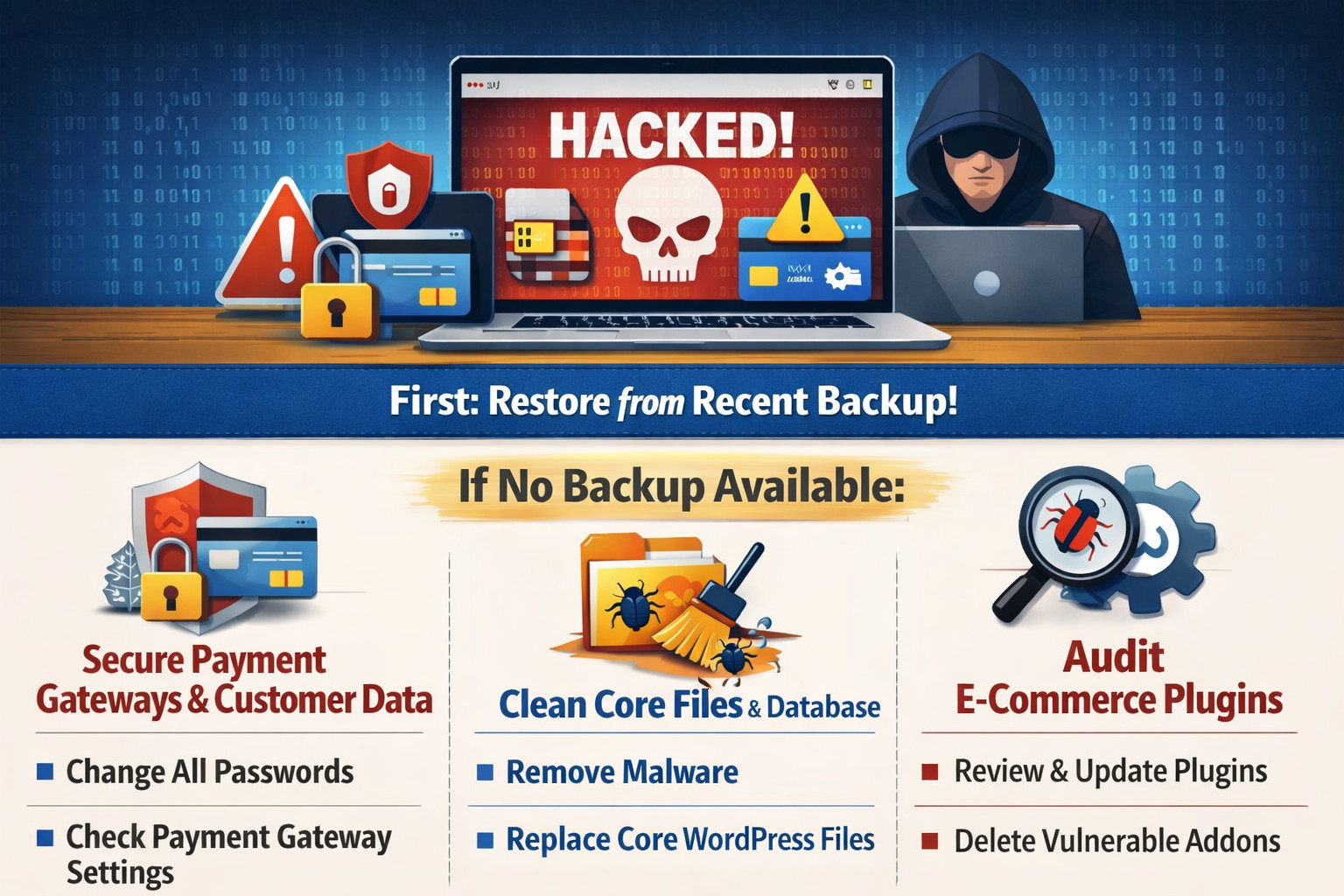 Steps to fix your hacked WordPress e-commerce website.