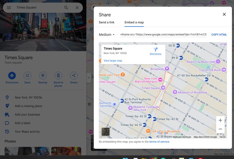 integrate Google maps, embed code