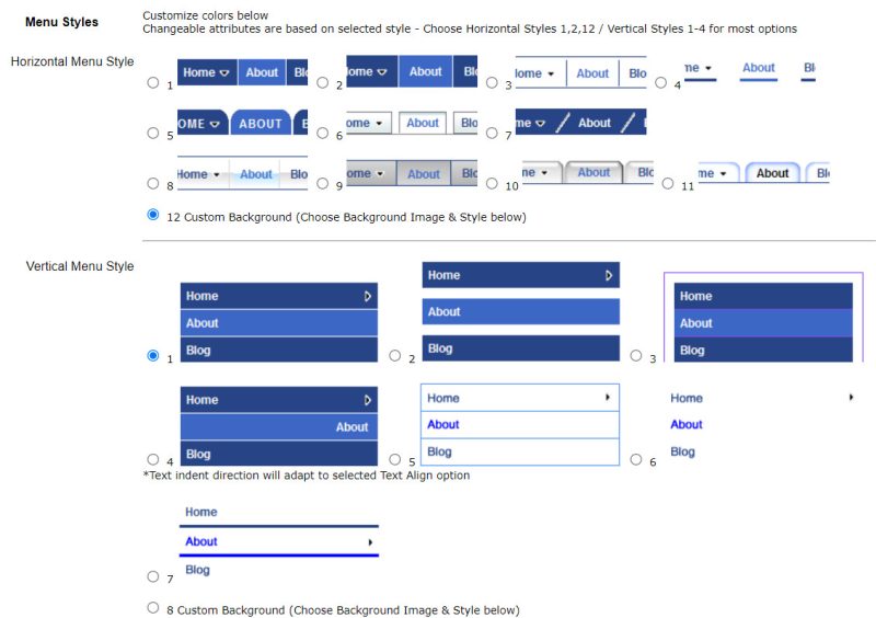 Menu configuration options, UltimateWB