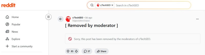 Reddit post removed by moderator