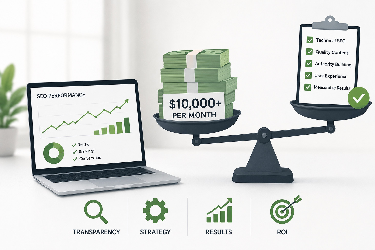 SEO cost vs value, evaluating transparency, strategy, results, and ROI