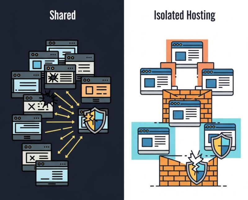 Shared web hosting vs isolated web hosting - don