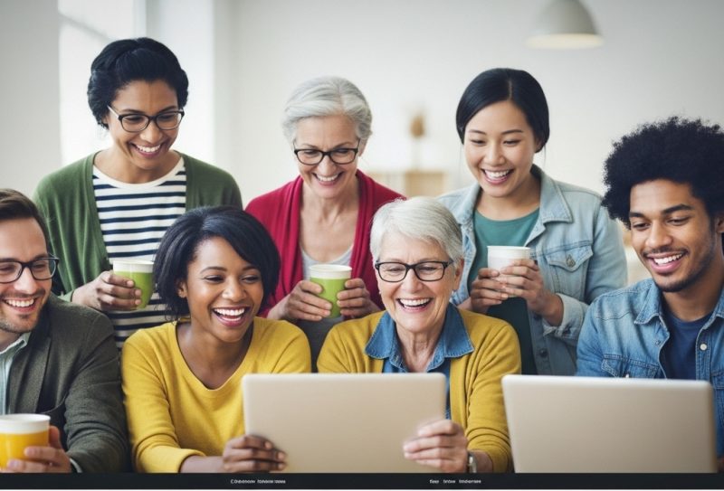 Users happily interacting with a modern, clean, and effective website, demonstrating good web design for enhanced user experience.