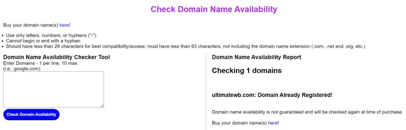 Check Domain Name Availability tool