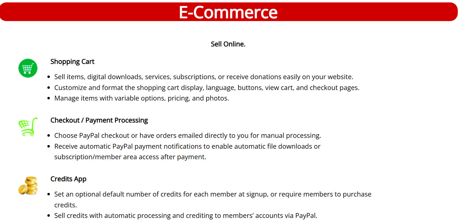 UltimateWB E-Commerce built-in features