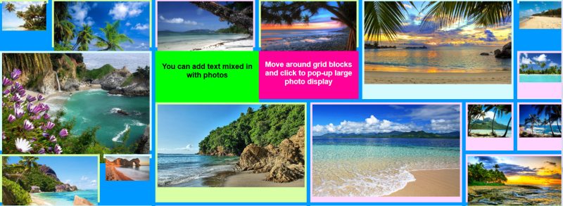 UltimateWB Mosaic Grid - photo collage with pictures mised in with text blocks, and different colored sections