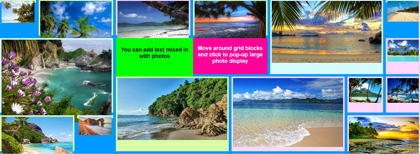 UltimateWB Mosaic Grid - photo collage with pictures mised in with text blocks, and different colored sections