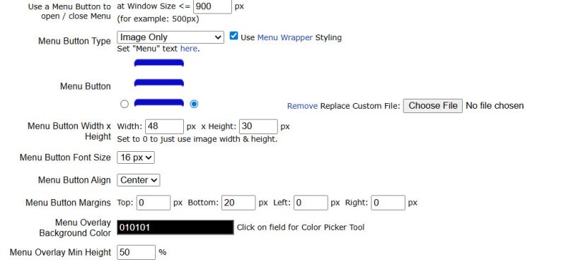 UltimateWB built-in Responsive app, customize the menu setup