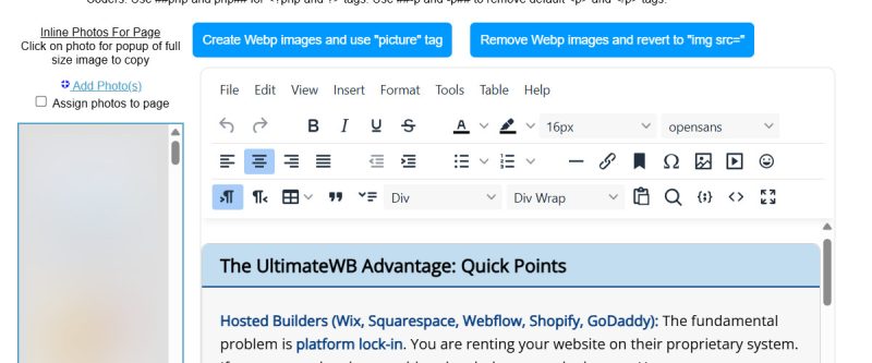 UltimateWB WYSIWYG page editor