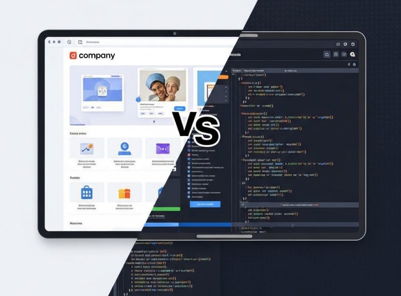 comparing who uses their own website builder for their website, vs custom code