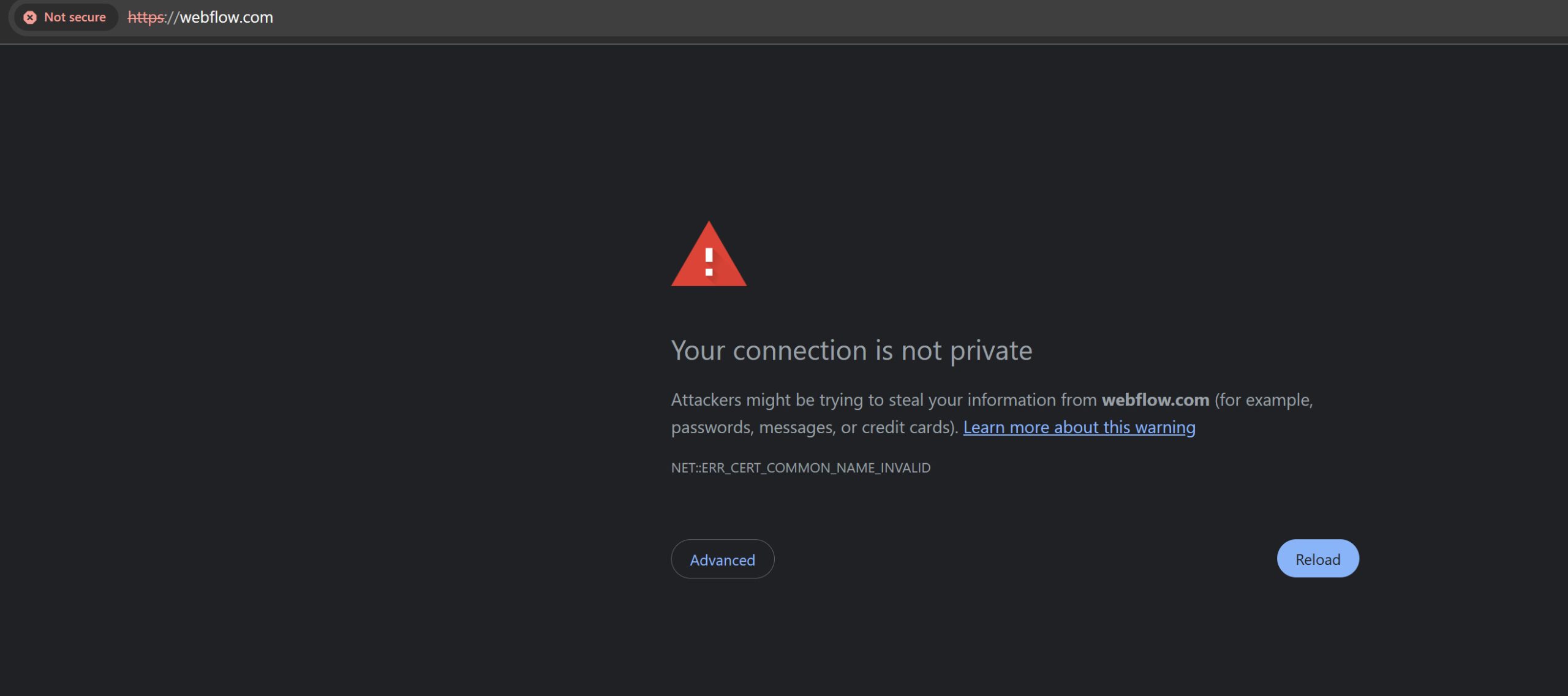 Webflow, SSL broken server errors