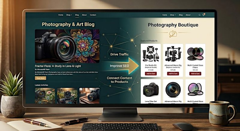 Website blog and e-commerce store, improving SEO and driving traffic by connecting content to products