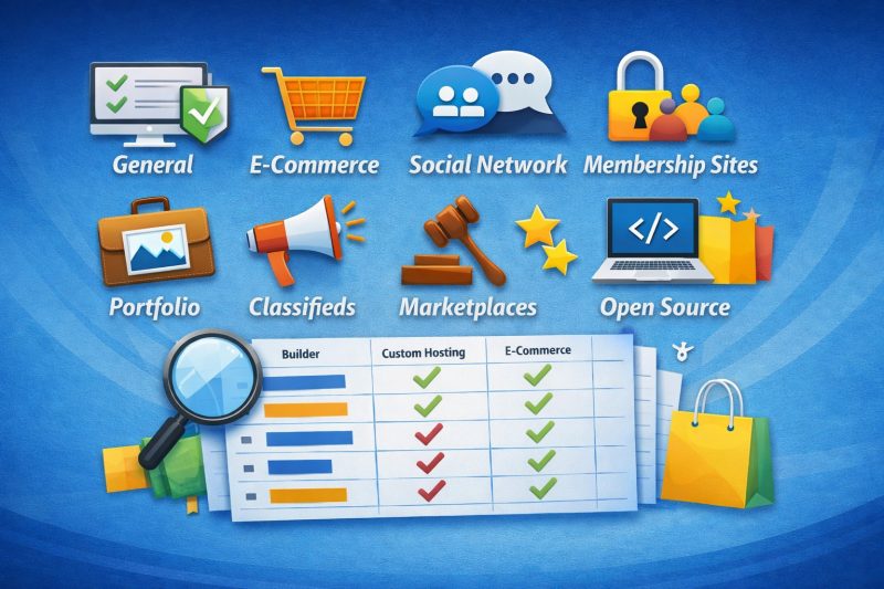 Website builder comparison charts, compare features