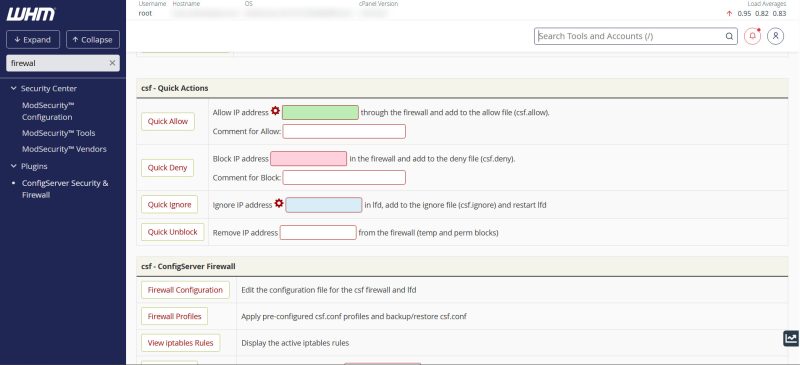 WHM ConfigServer Security & Firewall