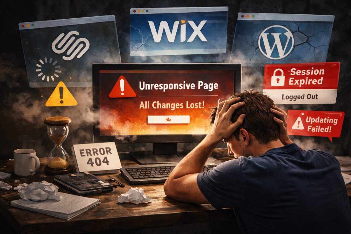 Wix, Squarespace, WordPress data loss when trying to save your webpage updates - from website builder crashes, errors, to session timeouts.