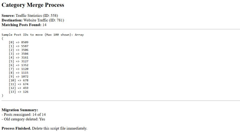 Moving WordPress posts from one category to another, easy and fast, with a free PHP script