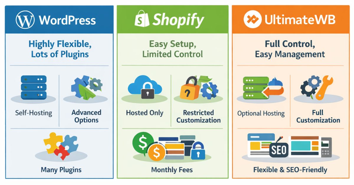 WordPress vs Shopify vs UltimateWB