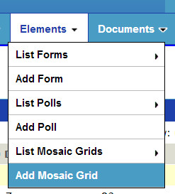 Add Mosaic Grid, Menu
