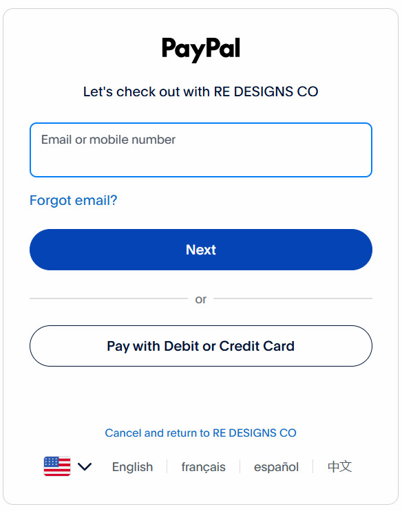 Check out via PayPal processing, with the option to pay with debit or credit card instead of a PayPal account