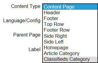 Classifieds Category Page Type