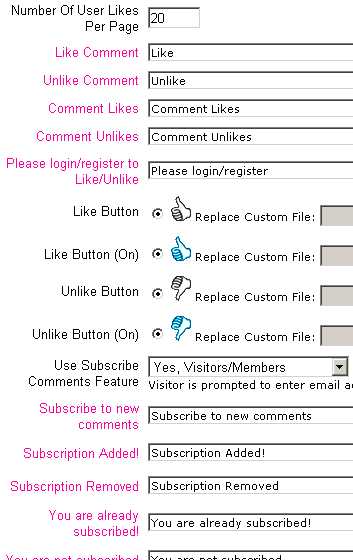 Configure Commenting Likes Feature