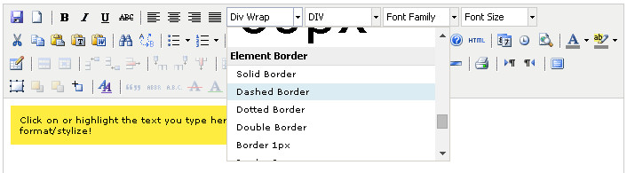 Content Editor, add div border with style