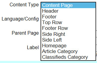 Page Content Type Menu