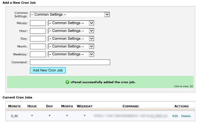 Cron Jobs, Automatic Scripts, Setup, web hosting control panel, cPanel