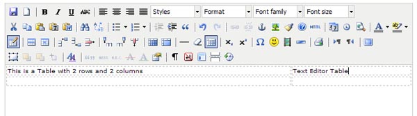 Page Editor Table, Ultimate Web Builder software