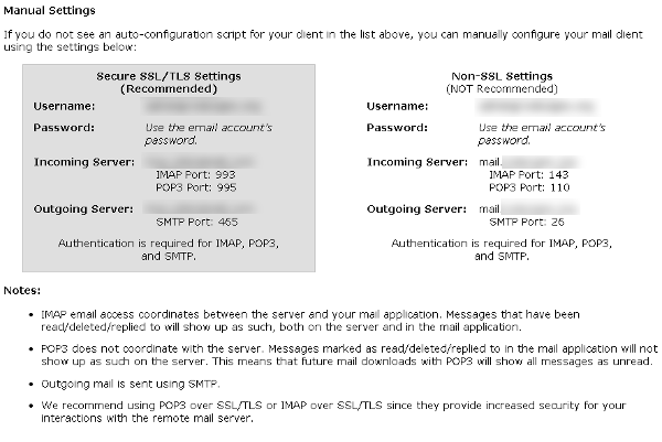 Email Client Configure Info